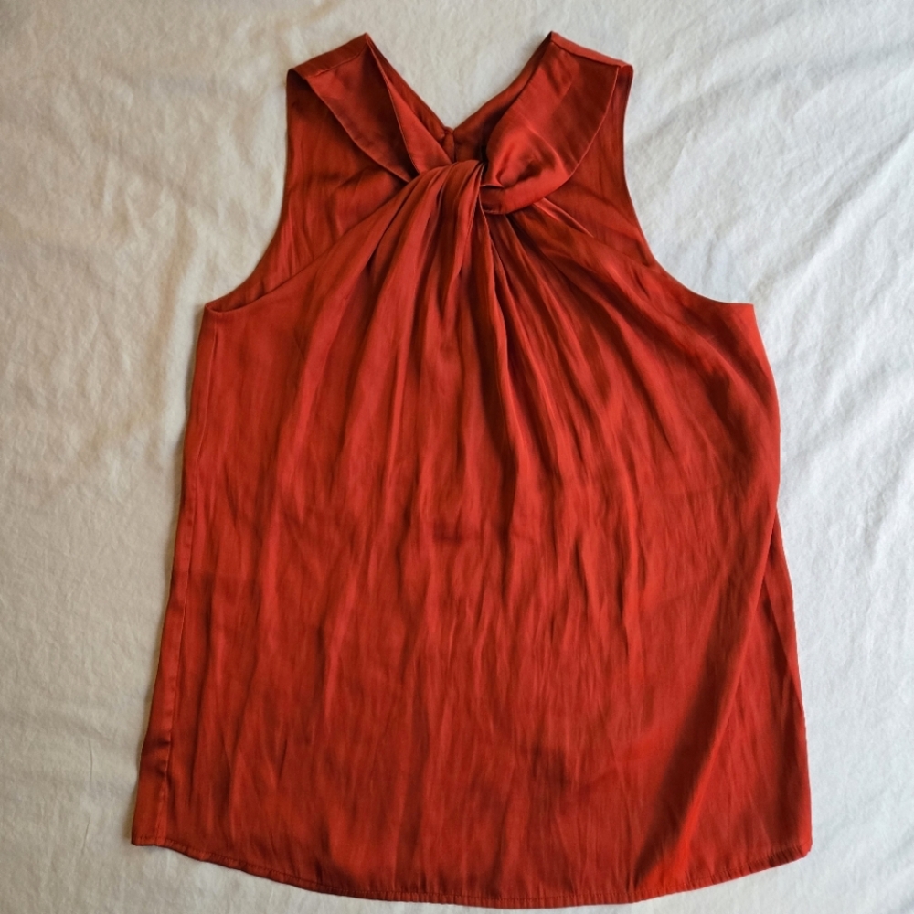 Trouve Rust Burnt Orange Sleeveless Knot Front Neckline Detail Blouse